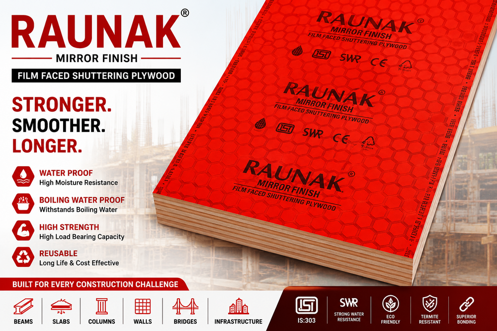 Film Faced Shuttering Plywood - 1220x2440 mm, 18mm Thickness | Durable, Termite Resistant, High Gloss Finish, Elegant Design, High Strength