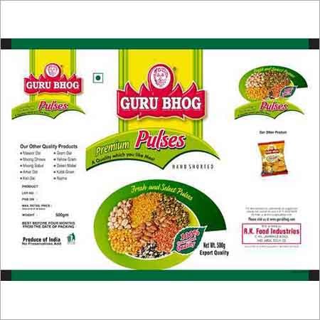Pulses Packaging Printed Pouches - Plastic Film, Variable Dimensions, Yellow | Durable Material, Customizable Print, Secure Heat Seal, Food Safe, Brand Visibility, Easy Handling
