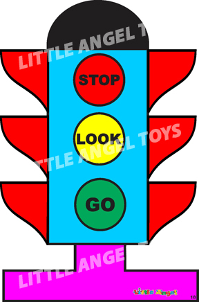 Blue And Red Wooden Cartoon Traffic Light Cutout