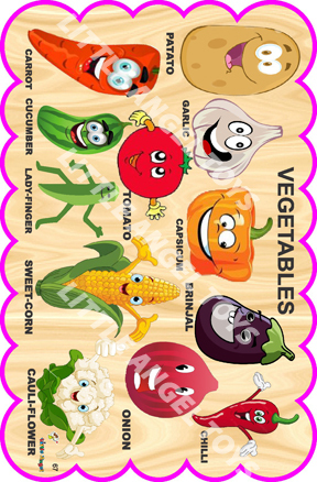 Wooden Cartoon Vegetable Cutouts - Multi-Color Design | Modern Style, Educational Toy for Ages 3-5, Perfect for School Use