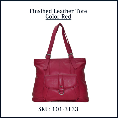 Finished Leather Tote Color Red