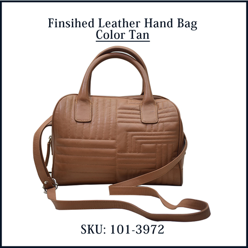 Finished Leather Handbag Color Tan