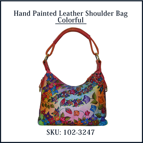 Hand Painted Colorful Leather Shoulder Bag