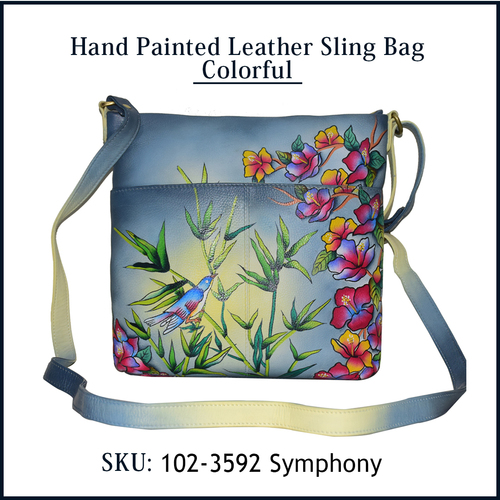 Hand Painted Leather Sling Bag Colorful
