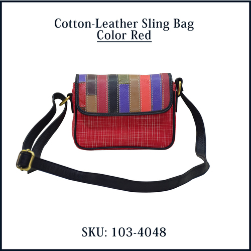 Cotton Leather Sling Bag