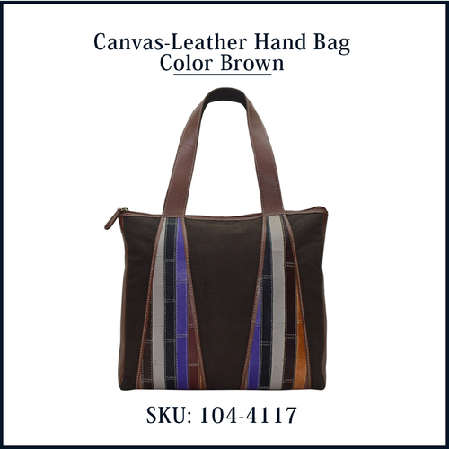 Brown Canvas Leather Hand Bag