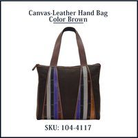 Brown Canvas Leather Hand Bag