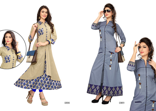 Multicolor Fancy Cotton Kurti Suppliers