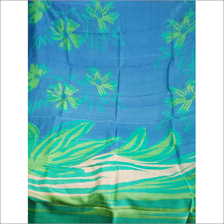 Acid Printing Modern Tasar Saree - Tasar Silk, 5.5 Meters, Blue | Lightweight, Lustrous, Intricate Floral Pattern, Colorfast