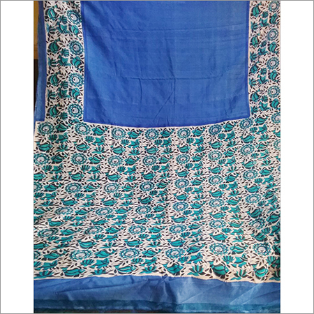 Designer Block Printed Silk Saree