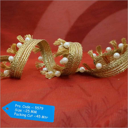 Golden 25Mm Moti Lace