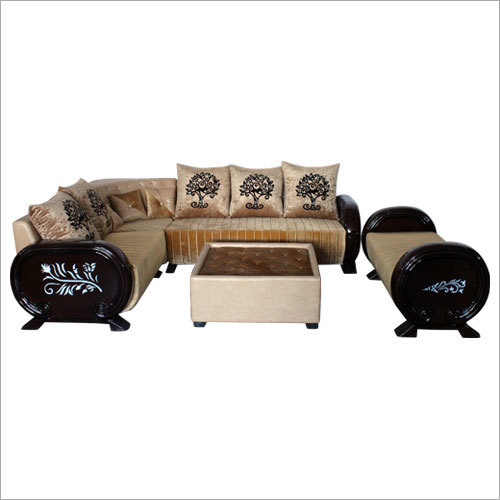 L Shape Wooden Sofa Set