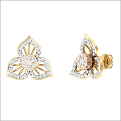 Natural Diamond Leaf Stud Earrings