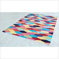 Oxford Rug - Cotton Blend, Machine Washable Rectangle Shape, Blue and Red with Colorful Patterns | Fade Resistant, Non-Slippery Base, Ideal for Modern Interiors