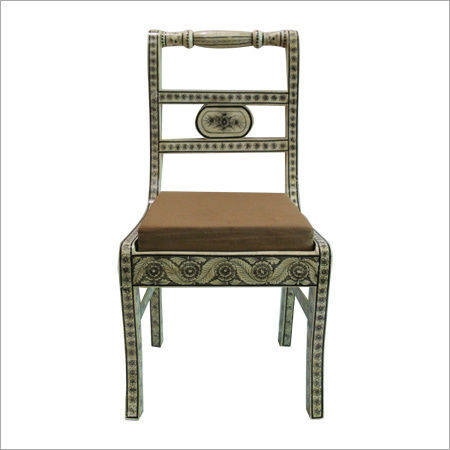 Wood Silver Framed Bone Inlay Chair