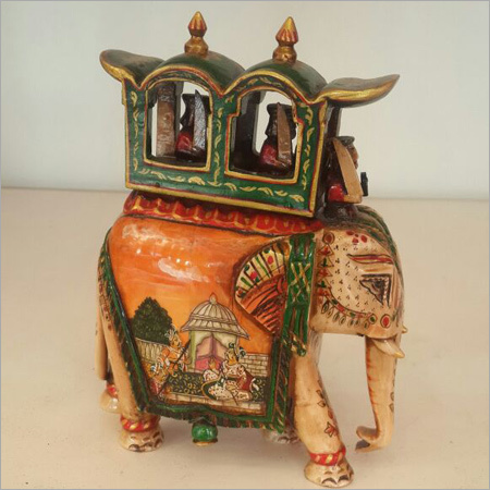 Wood Bone Inlay Elephant