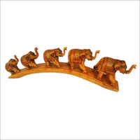 Bone Inlay Handmade Elephants - Wood & Bone Design, Featuring Intricate Iron Accents