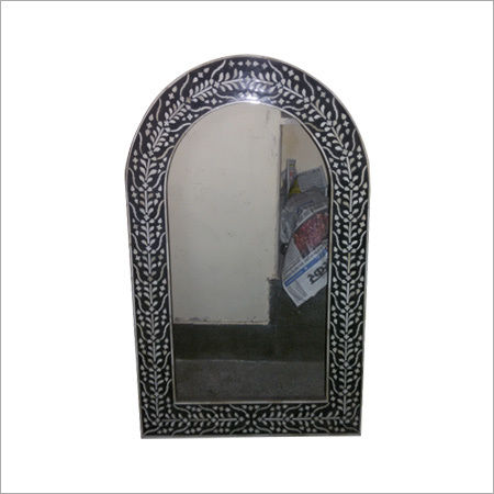 Round Glass Bone Inlay Mirror