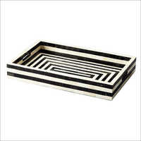 Bone Inlay Tray - Intricate Design, 16x12 Inches | Elegant Indoor Decorative Accessory