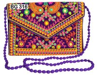 Multi Color Vintage Banjara Velvet Fabric Clutch Bag