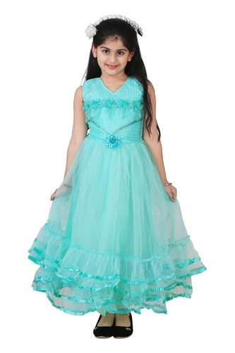Green Crazeis Party Wear Dress For Girls