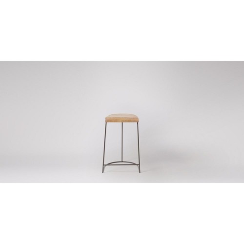 Wrought Iron Stool - Solid Wood, 41x38x60 cm, Matte Charcoal Legs | Durable, Traditional Design, Termite and Rust Resistant, Non-Folding, Antique Charm