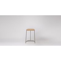 Wrought Iron Stool - Solid Wood, 41x38x60 Cm, Matte Charcoal Legs | Durable, Traditional Design, Termite And Rust Resistant, Non-folding, Antique Charm