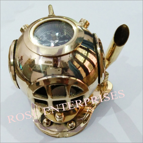 Nautical Maritime Home Decor Mini Diving Helmet Compass with Pen Holder