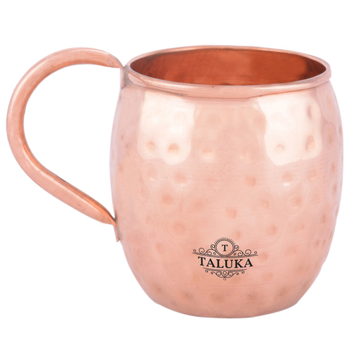 Copper Hammer Moscow Mule Beer Mug With Copper Handle - Pure Copper, Height: 3.0 inches, Diameter: 3.1 inches, Volume: 530 ML | Round Shape, Brass Handle, Lightweight at 170 grams