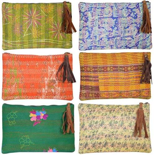 Vintage Silk Kantha Clutch Bag