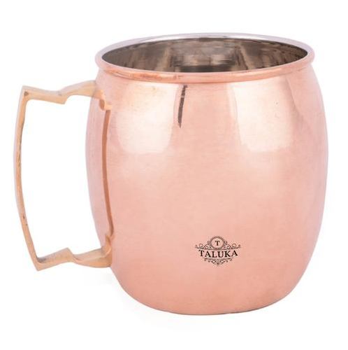 Copper Moscow Mule Beer Mug With Brass Handle - Pure Copper, 3.5"H x 3.2"D, Volume: 530 ML, Weight: 170g | Round Shape, Elegant Copper Finish