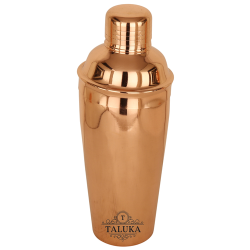 Copper Cocktail Wine Shaker - Steel, 750 ML Capacity, 9.5" Height, 3.0" Width | Round Shape, Lightweight at 250 Gram, Eye-Catching Copper Finish