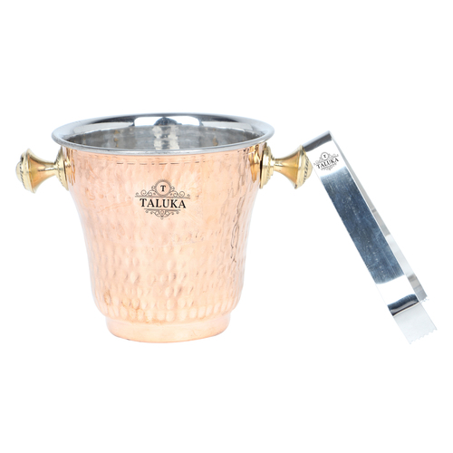 Copper Ice Bucket - 5.5 Inch Diameter 5.5 Inch Height 1500 ml Capacity | Double-Wall Insulation Heavy Gauge Copper Material Round Shape