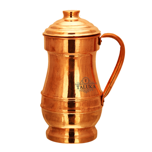 Copper Water Jug Belly Design - 10 inches Tall 4.5 inches Diameter 1700 ML Capacity | Elegant Round Copper Finish 510 Grams Weight
