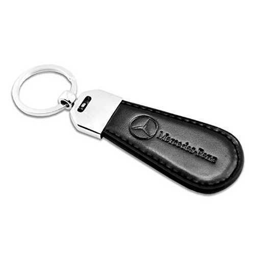 Black Leather Keyring - Genuine Leather, Customized Size, Black, Metal Fastener, Durable Design