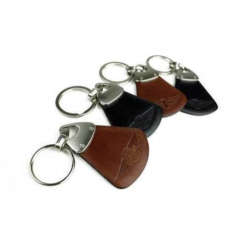 Personalized Leather Keyring - Custom Size Brown Leather, Metal Ring | Durable, Stylish Teardrop Design