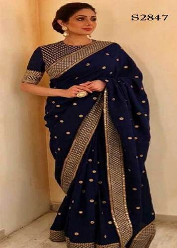 Bollywood Designed Blue Color Embroidery Saree