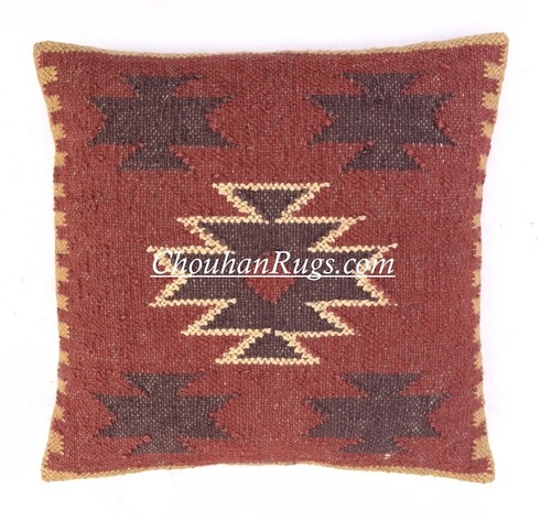 Red Jute Cushion Cover