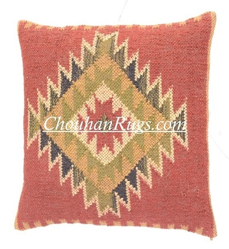 Cushion Pillow - Cotton & Jute, 45x45 cm | Multi-Color, Embroidered Design, Ideal for Home, Travel, Car, and Garden Use