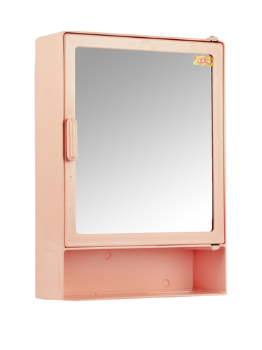 Happy Shelf Bathroom Cabinet with Mirror - PET Plastic, Rectangular Shape | 3 Inner Shelves, Unique Soap Shelf, Brush Holders, Elegant Design