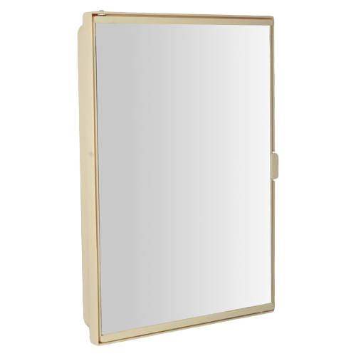 Bathroom Cabinet - Ivory, Rectangular Shape with T-Shelf | Big Mirror, Brush Holders & Comb Bracket