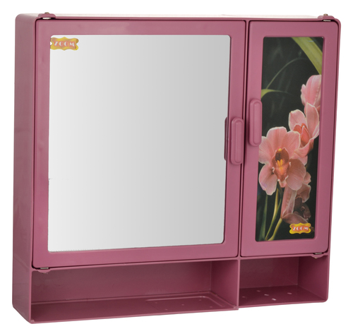 Blossom Double Door Shelf - Rectangular Bathroom Cabinet with Single Mirror | 5 Interior Shelves, 2 Exterior Soap Shelves, Brush Holders & Comb Bracket