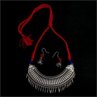 Ladies Silver Metal Necklace Set