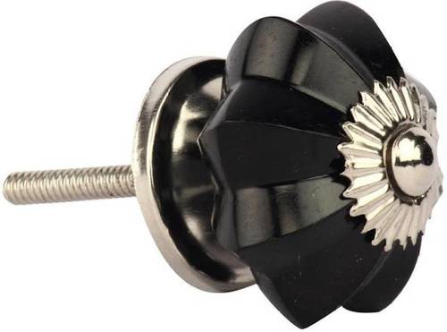 Designer Glass Door Knob - Iron Material, 45 mm Size, Black Color | Alluring Flower Shape, Smooth Edges, Elegant Antique Finish