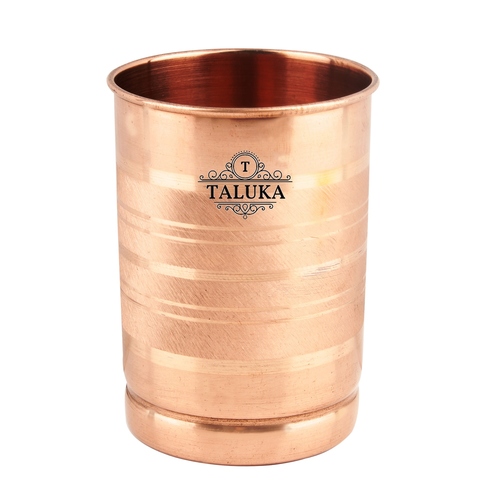 Copper Glass Silver Touch - Pure Copper, 4" Height x 3" Width, 300 ML Volume | Features: Copper Color, Lightweight 100 Grams Drinkware
