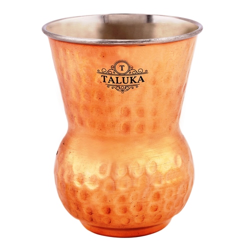 Copper Stainless Steel Belly Bottom Glass - 300 ML, Height: 4.5" Inch, Width: 3" Inch | Features Durable Copper Material, Ideal Drink Ware