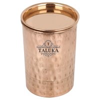 Copper Hammer Glass With Lid - Pure Copper, 4"x2.8", 300 Ml | Elegant Copper Color, Lightweight 90 Grams, Stylish Drink Ware