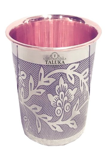 Stainless Steel Copper Etching Glass - 300 ML, 3.5" Height, 2.8" Diameter, Copper & Silver Color | FDA Approved, BPA-Free, Toxin-Free
