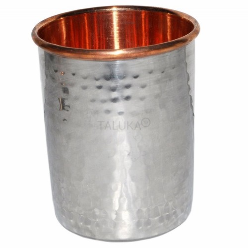 Stainless Steel Copper Hammer Glass - 300 ML, 135g Copper Drinkware | Elegant Design, Height: 4", Width: 3", Depth: 4"