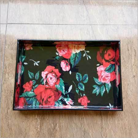 flower printed tray